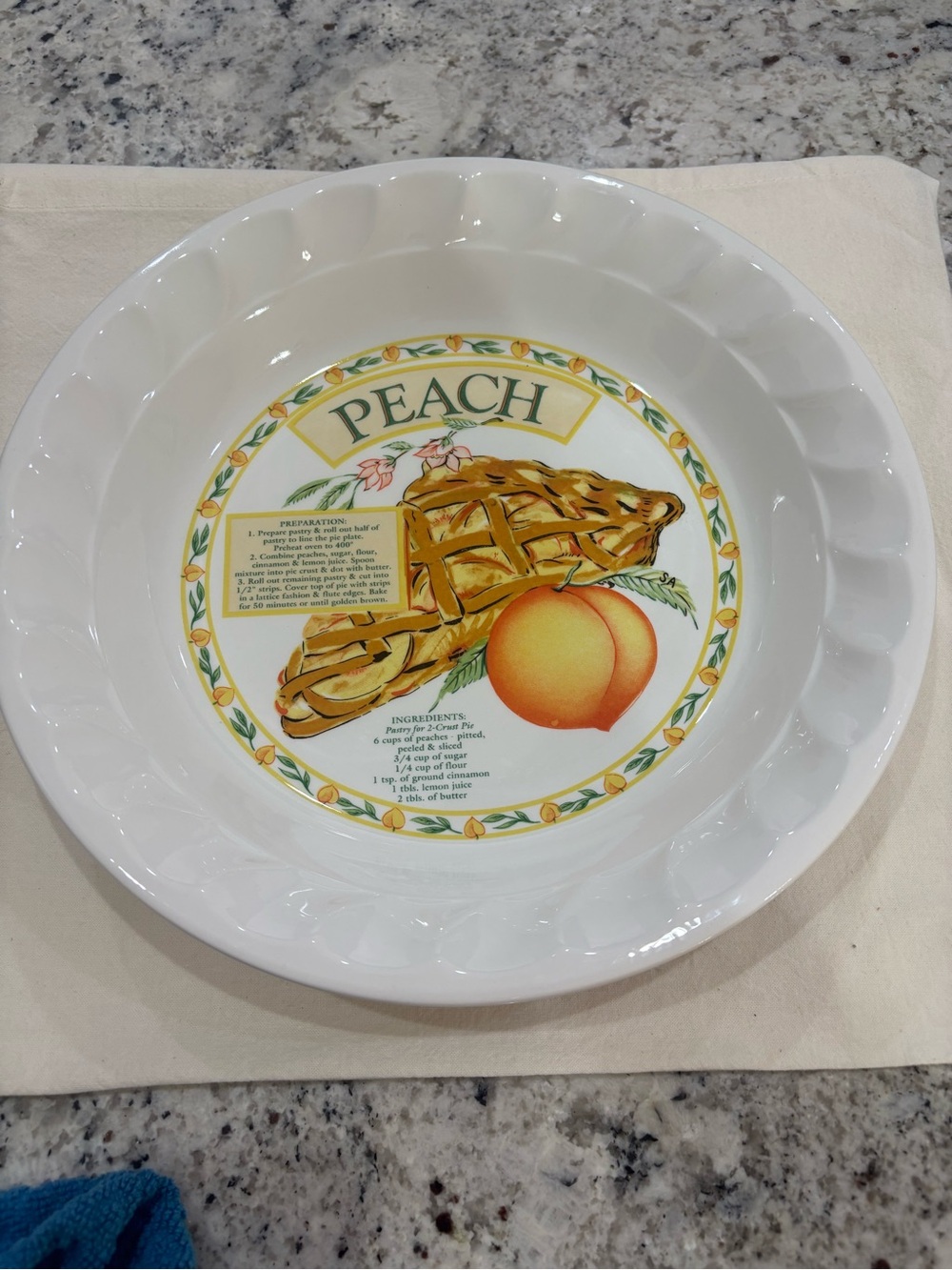 Vintage Himark The Golden Pie Collection Ceramic Peach Pie Recipe Plate 10.5"